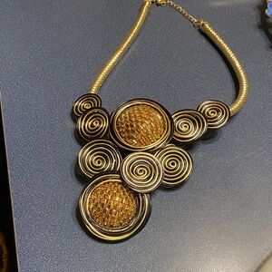 Gold Spiral Statement Necklace